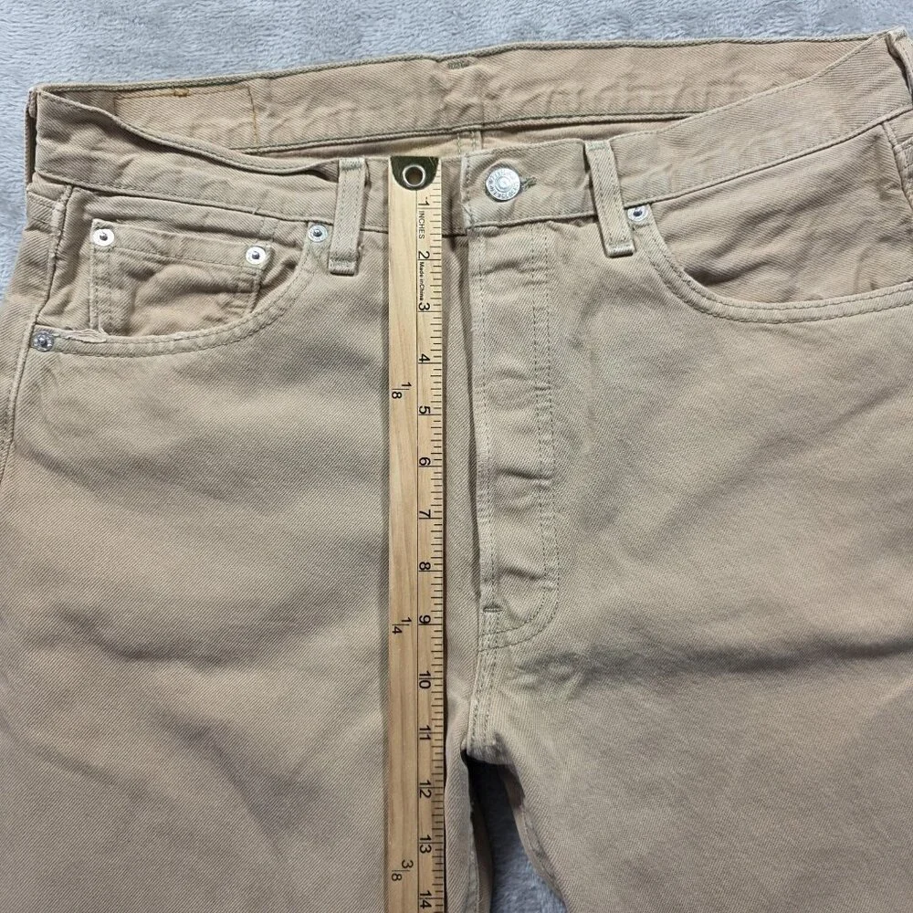 Vintage Levis 501 Jeans Mens 34x30 Khaki Button Fly Straight Made USA 501-0697